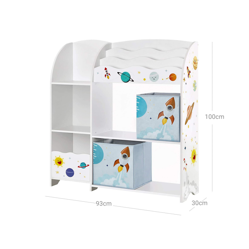 Produktbild för Toy Storage Shelf White, Grey 93x30x100cm