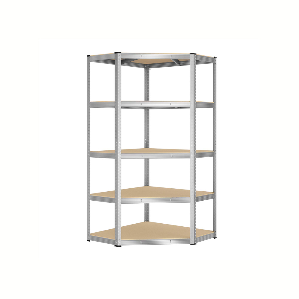 Produktbild för 5-tier Corner Shelf 90 cm Wide Silver And Natural Beige 70x70x180cm