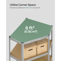Produktbild för 5-tier Corner Shelf 90 cm Wide Silver And Natural Beige 70x70x180cm