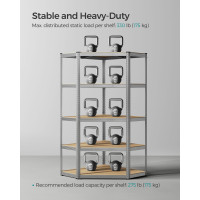 Produktbild för 5-tier Corner Shelf 90 cm Wide Silver And Natural Beige 70x70x180cm