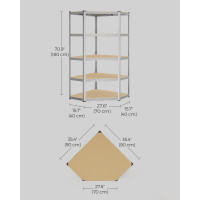 Produktbild för 5-tier Corner Shelf 90 cm Wide Silver And Natural Beige 70x70x180cm