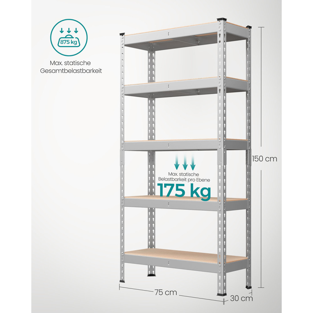 Produktbild för Tool Shelves Silver 150x75x30cm