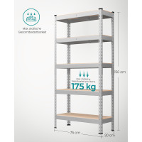 Produktbild för Tool Shelves Silver 150x75x30cm