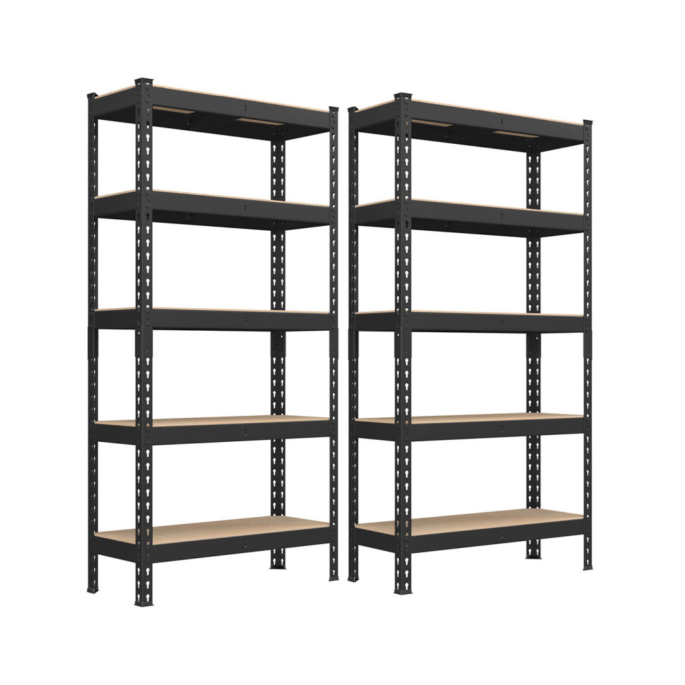 Produktbild för Set Of 2 5-tier Shelving Unit Storage Shelves 30 X Load 875 Kg Black 76x31x153cm