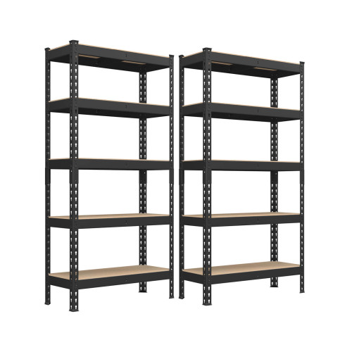 Songmics Set Of 2 5-tier Shelving Unit Storage Shelves 30 X Load 875 Kg Black 76x31x153cm