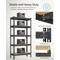 Produktbild för Set Of 2 5-tier Shelving Unit Storage Shelves 30 X Load 875 Kg Black 76x31x153cm