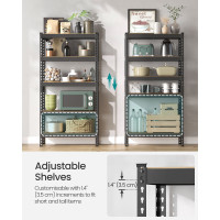 Produktbild för Set Of 2 5-tier Shelving Unit Storage Shelves 30 X Load 875 Kg Black 76x31x153cm