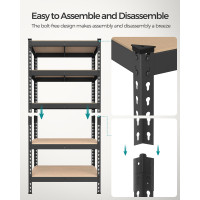 Produktbild för Set Of 2 5-tier Shelving Unit Storage Shelves 30 X Load 875 Kg Black 76x31x153cm