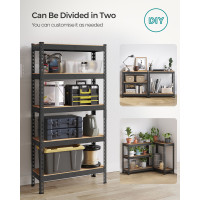 Produktbild för Set Of 2 5-tier Shelving Unit Storage Shelves 30 X Load 875 Kg Black 76x31x153cm