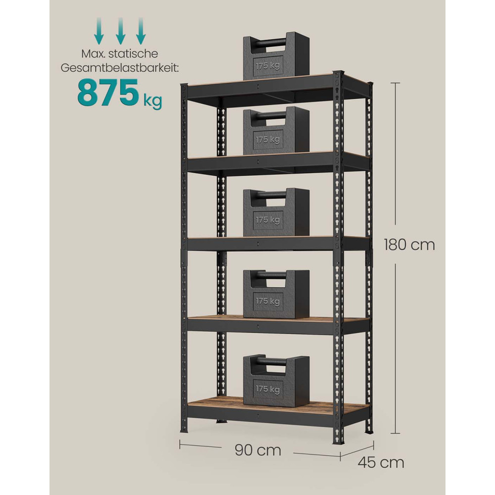 Produktbild för Tool Shelves Black 91x46x183cm