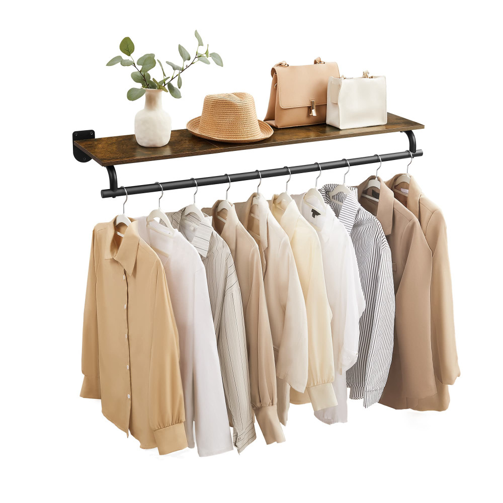 Produktbild för Wall Shelves, Wall Hooks & Clothes Racks Black 109x28x13cm