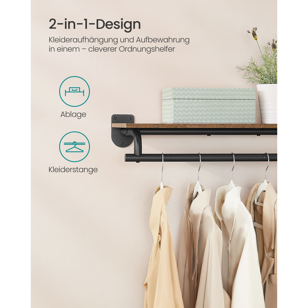 Produktbild för Wall Shelves, Wall Hooks & Clothes Racks Black 109x28x13cm