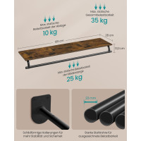 Produktbild för Wall Shelves, Wall Hooks & Clothes Racks Black 109x28x13cm