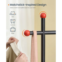Produktbild för Clothes Rail On Wheels With 2 Clothes Hanging Rails Ink Black 103x50x190cm