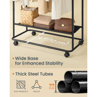 Produktbild för Clothes Rail On Wheels With 2 Clothes Hanging Rails Ink Black 103x50x190cm