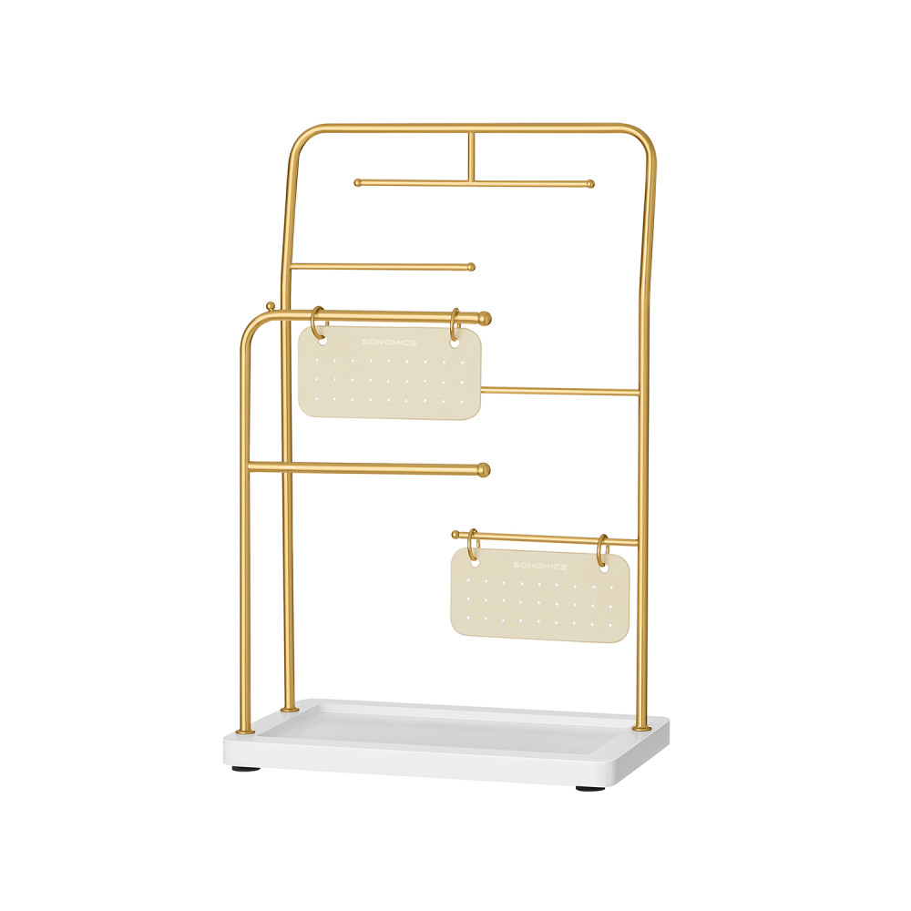 Produktbild för Jewellery Stand With 6 Hanging Rods Metallic Gold 22x13x34cm