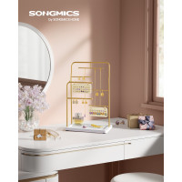 Produktbild för Jewellery Stand With 6 Hanging Rods Metallic Gold 22x13x34cm