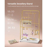 Produktbild för Jewellery Stand With 6 Hanging Rods Metallic Gold 22x13x34cm