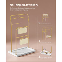 Produktbild för Jewellery Stand With 6 Hanging Rods Metallic Gold 22x13x34cm