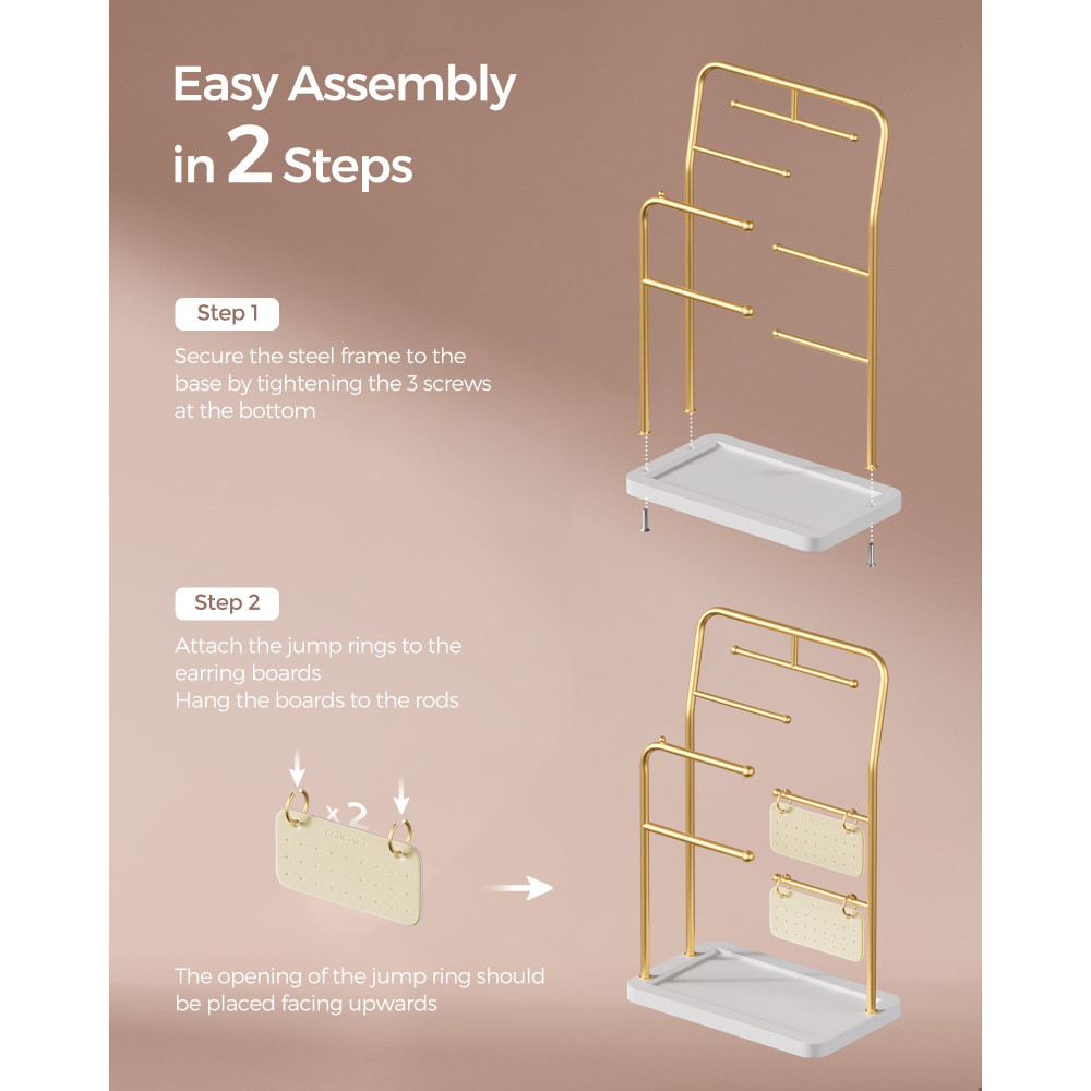 Produktbild för Jewellery Stand With 6 Hanging Rods Metallic Gold 22x13x34cm