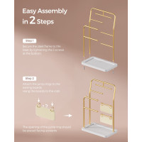 Produktbild för Jewellery Stand With 6 Hanging Rods Metallic Gold 22x13x34cm