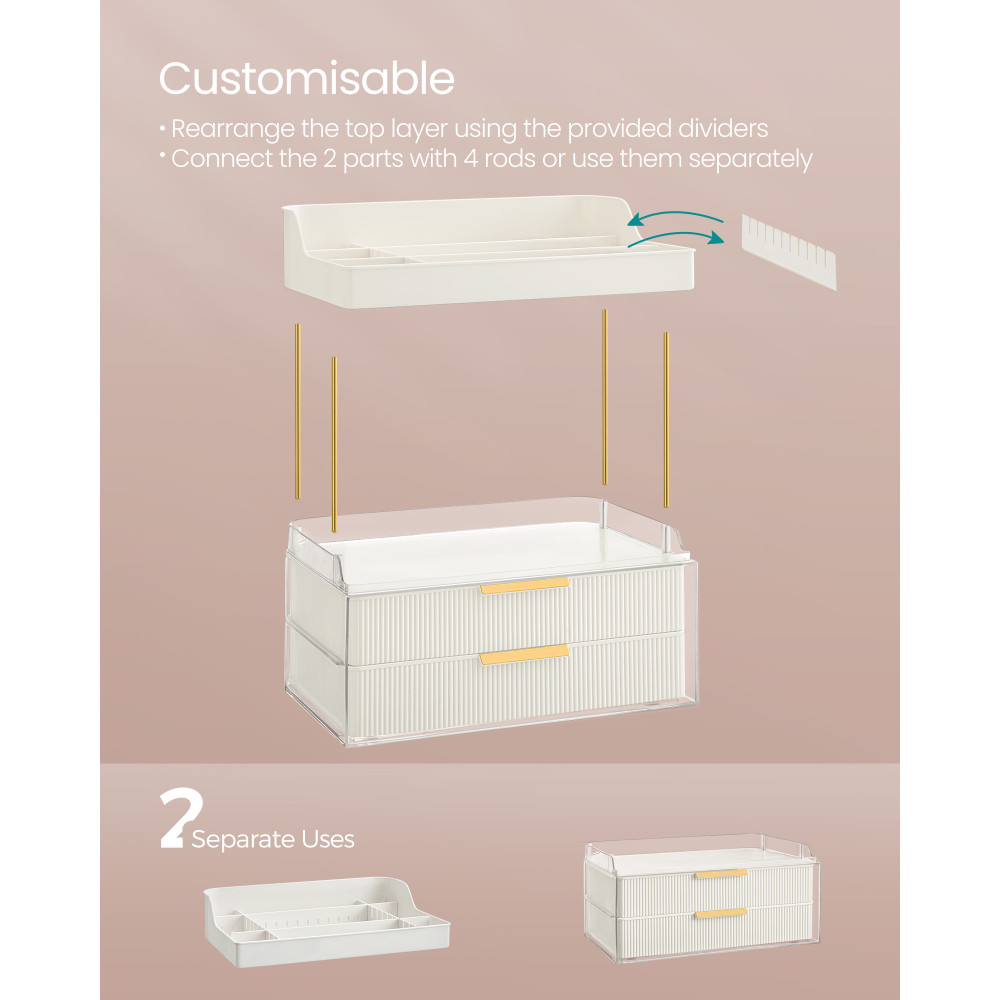 Produktbild för 4-layer Makeup Organiser With 4 Dividers Cloud White 32x20x39cm
