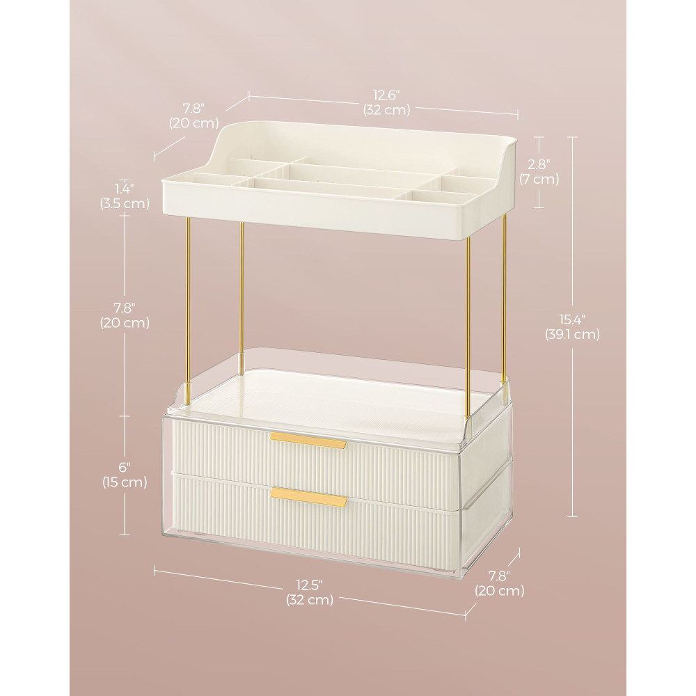 Produktbild för 4-layer Makeup Organiser With 4 Dividers Cloud White 32x20x39cm