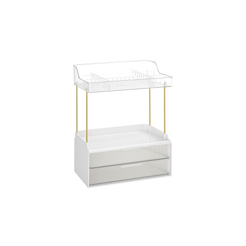 Songmics 4-layer Makeup Organiser With 4 Dividers Transparent White 32x20x39cm