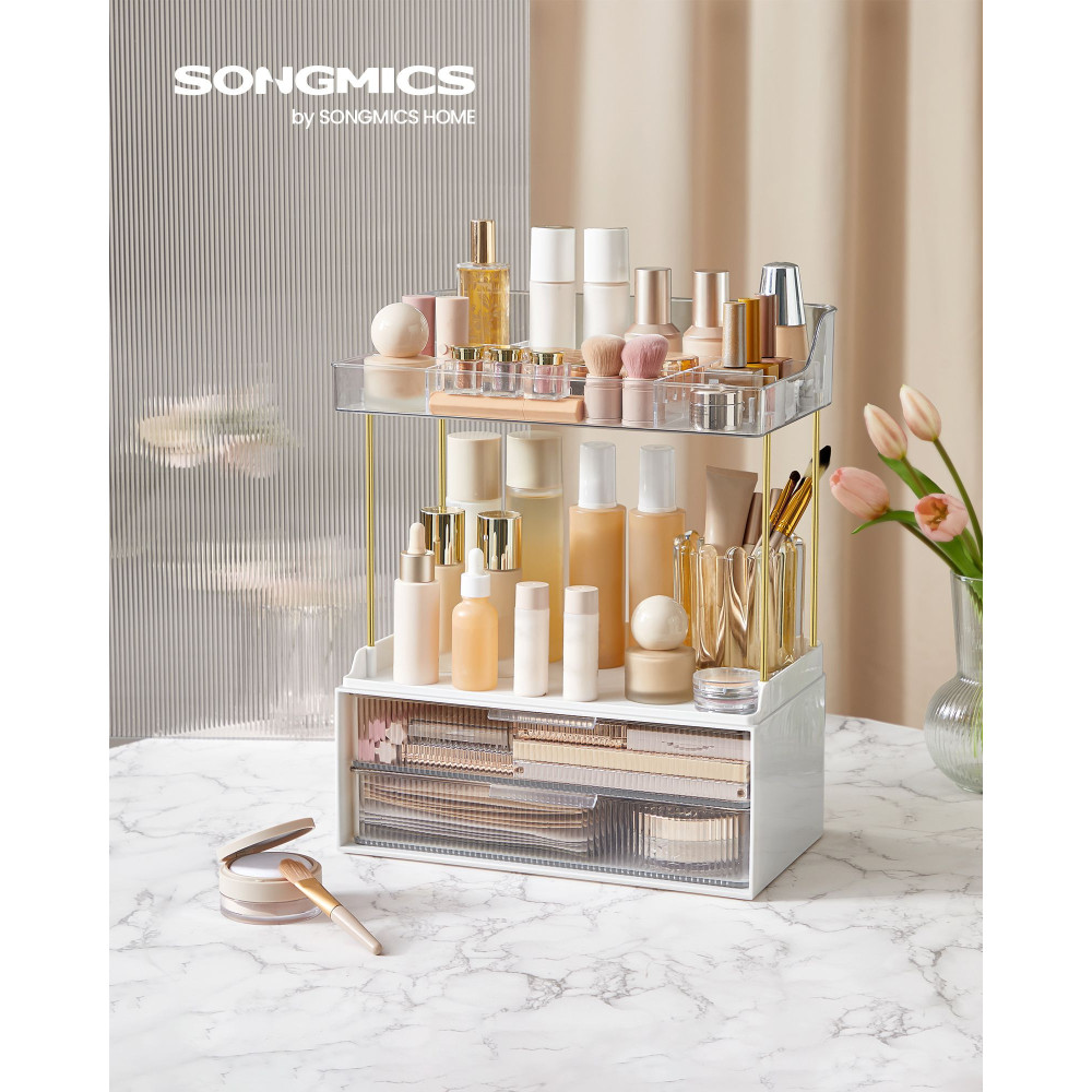 Produktbild för 4-layer Makeup Organiser With 4 Dividers Transparent White 32x20x39cm