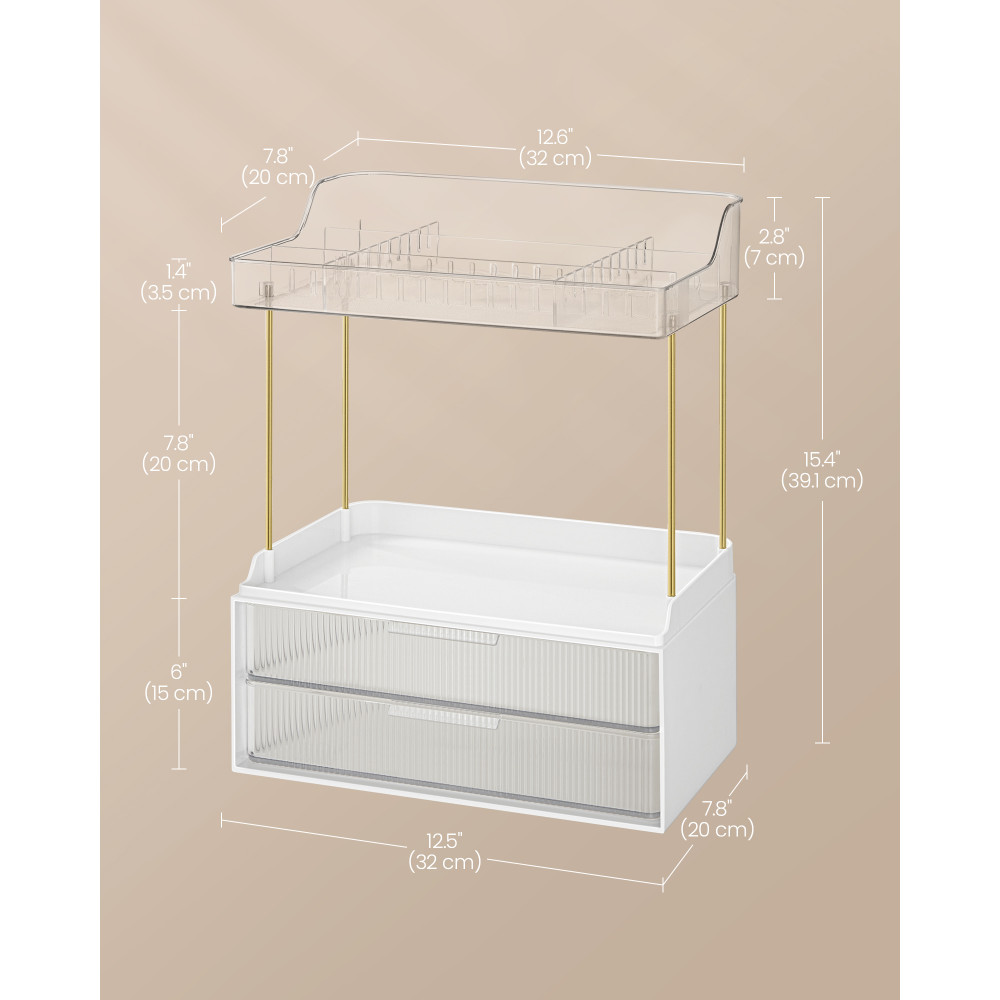 Produktbild för 4-layer Makeup Organiser With 4 Dividers Transparent White 32x20x39cm