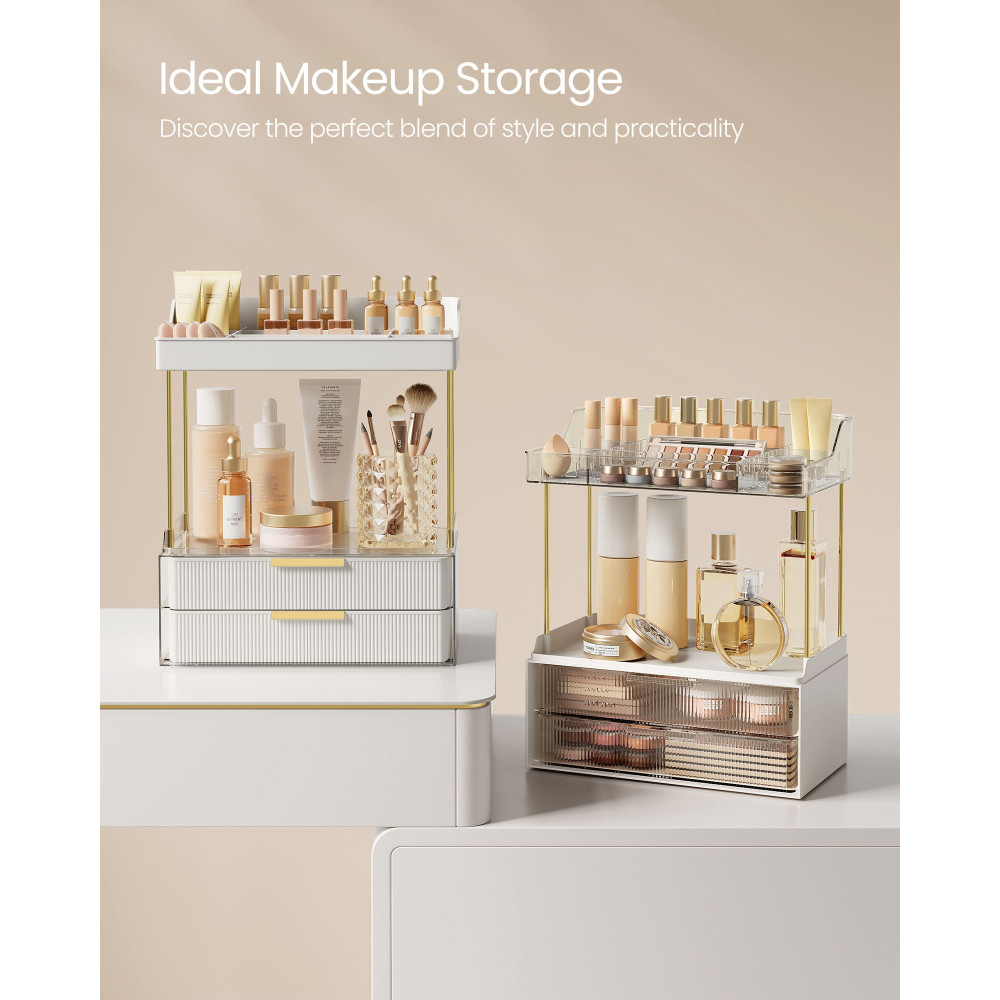 Produktbild för 4-layer Makeup Organiser With 4 Dividers Transparent White 32x20x39cm