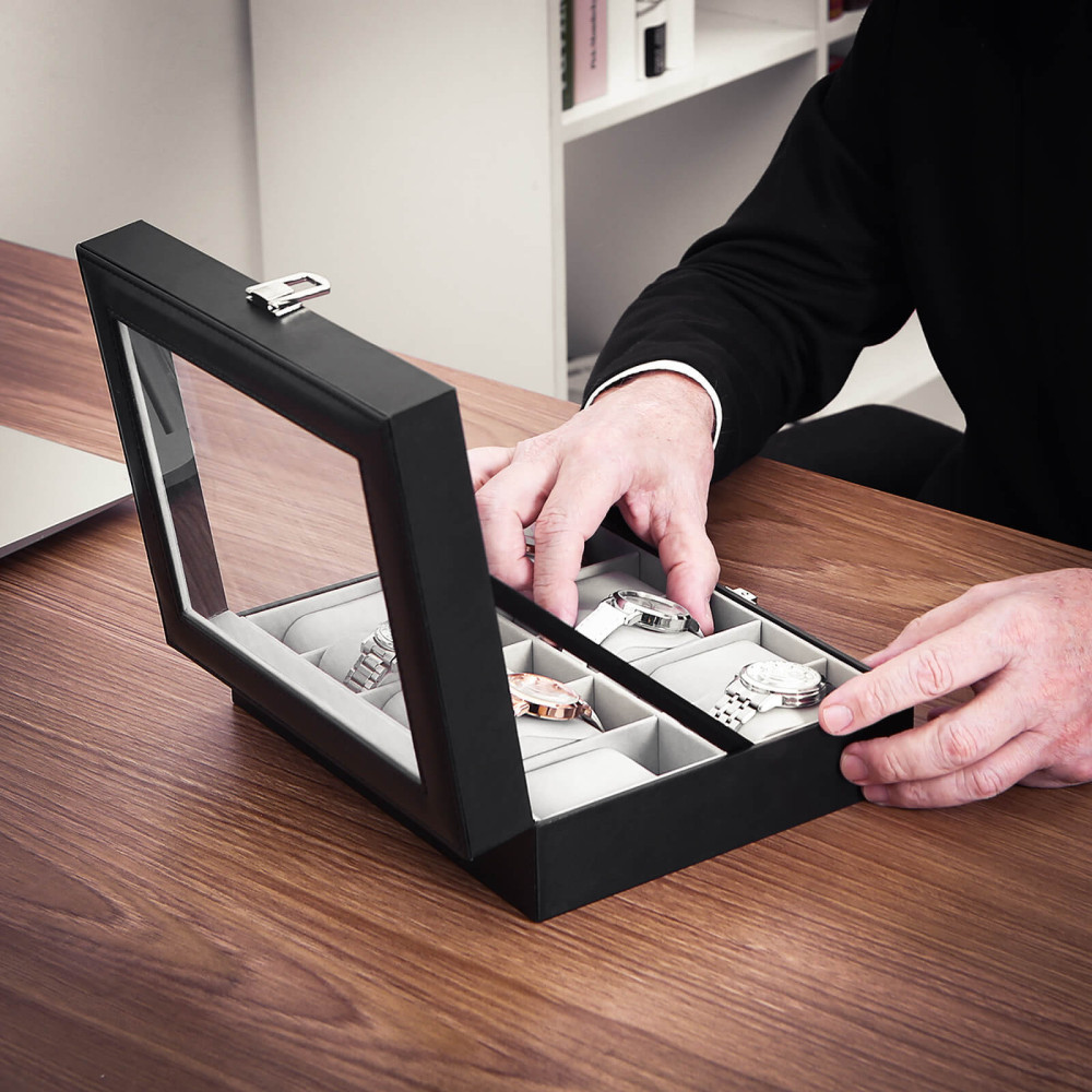 Produktbild för Watch Storage Box Black 25x20x8cm