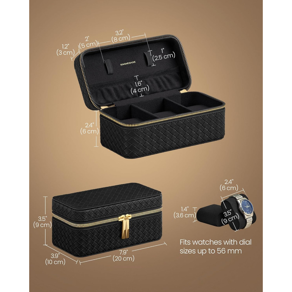 Produktbild för Watch Case Black 20x11x9cm