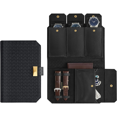 SONGMICS HOME Watch Pouch Black 16x22x5cm