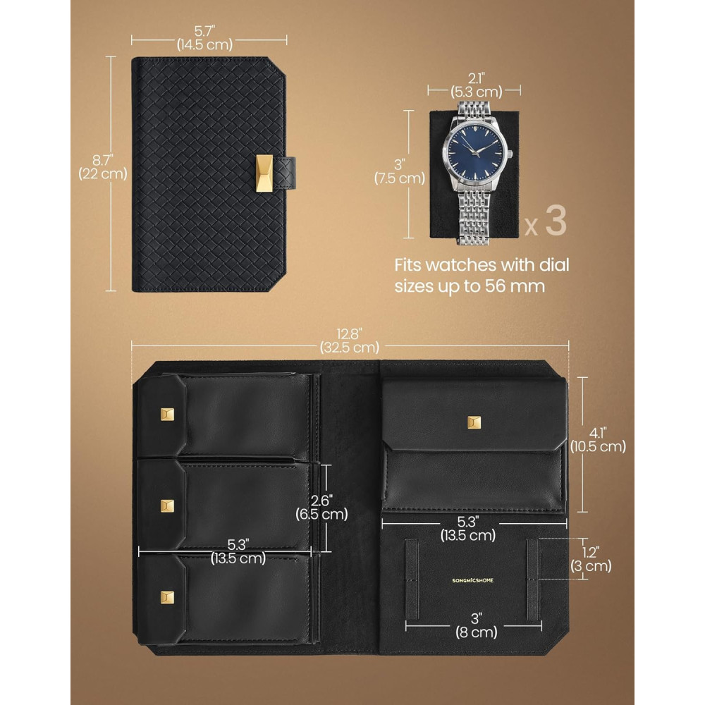 Produktbild för Watch Pouch Black 16x22x5cm