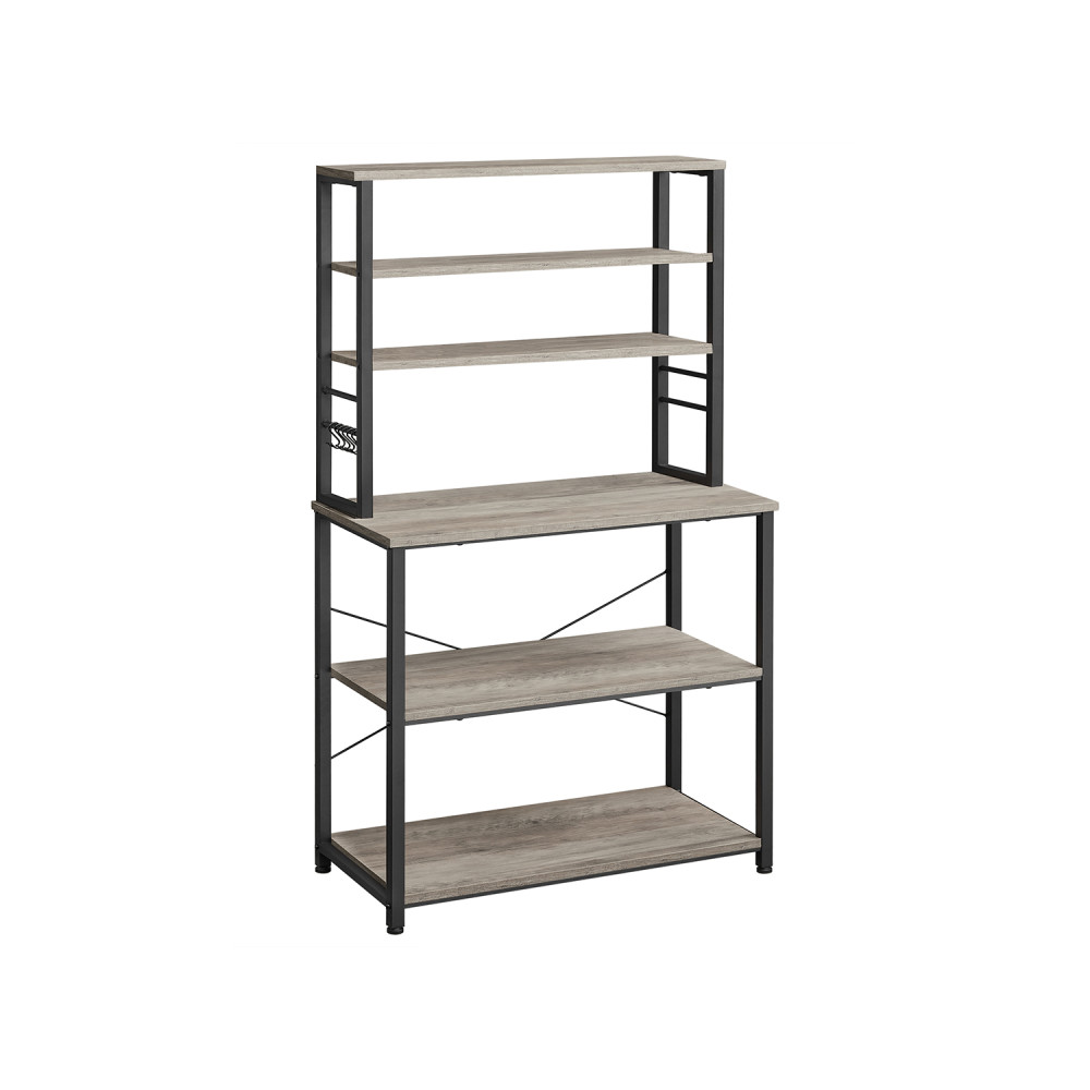 Produktbild för Kitchen Shelf 6 Shelves And 6 Hooks 40 X Greige And Black Milky Coffee Color 80×40×167cm
