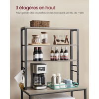Produktbild för Kitchen Shelf 6 Shelves And 6 Hooks 40 X Greige And Black Milky Coffee Color 80×40×167cm