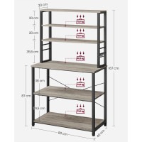 Produktbild för Kitchen Shelf 6 Shelves And 6 Hooks 40 X Greige And Black Milky Coffee Color 80×40×167cm