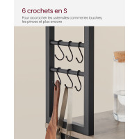Produktbild för Kitchen Shelf 6 Shelves And 6 Hooks 40 X Greige And Black Milky Coffee Color 80×40×167cm