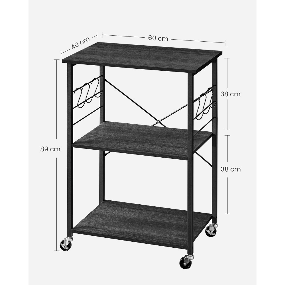 Produktbild för Kitchen Shelves Ebonized Oak, Black 60x40x84cm