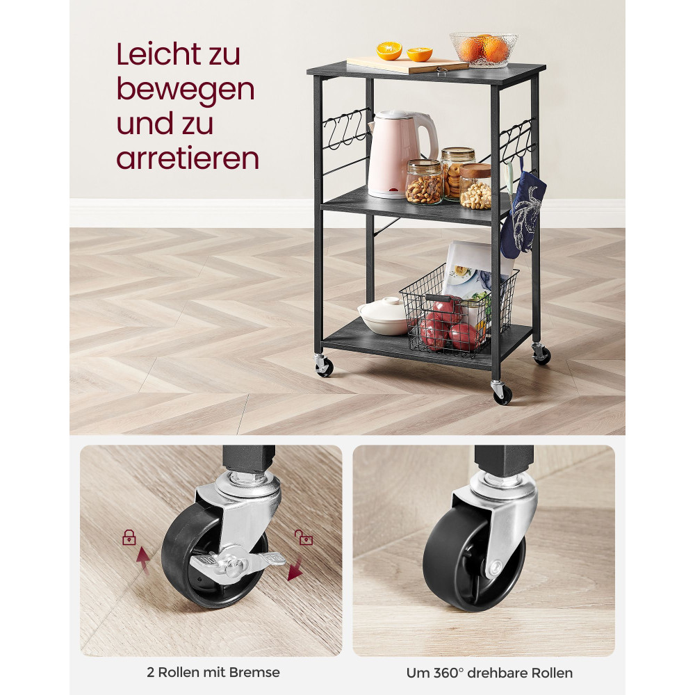 Produktbild för Kitchen Shelves Ebonized Oak, Black 60x40x84cm