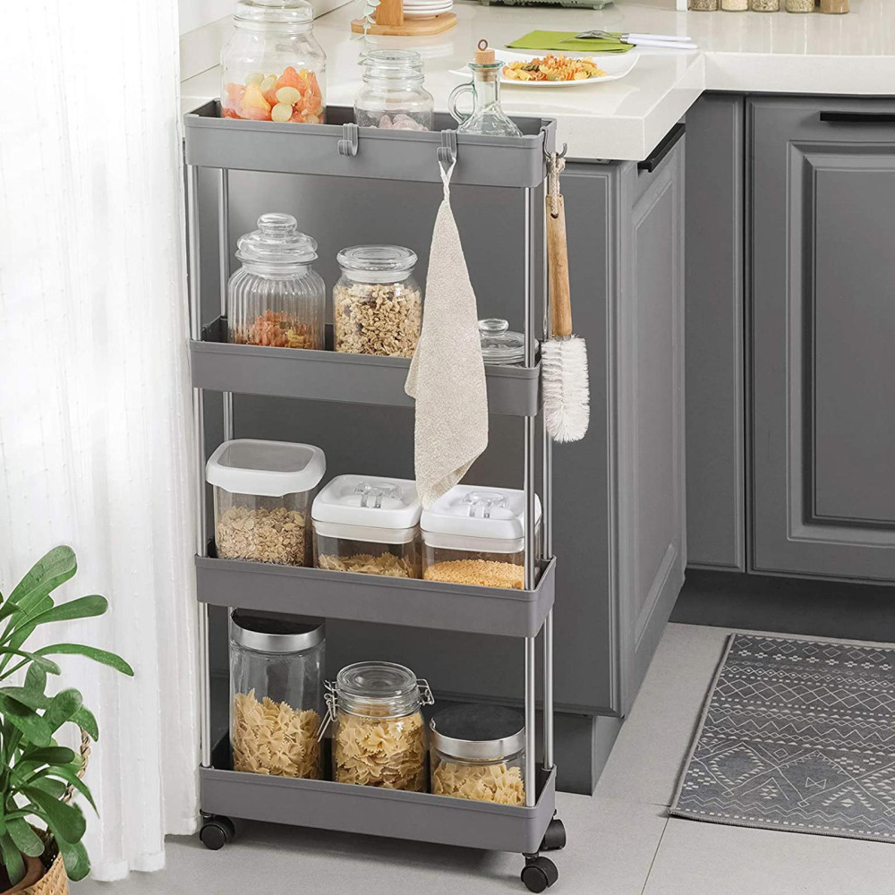 Produktbild för Kitchen Storage Rack Grey 40×13×88 cm
