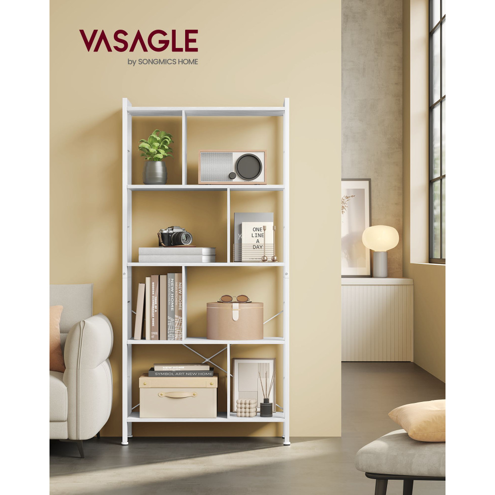 Produktbild för 5-tier Standing Bookshelf Maple White And Cloud White 74x30x155cm