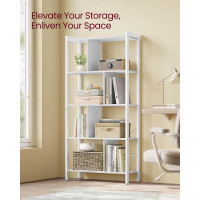 Produktbild för 5-tier Standing Bookshelf Maple White And Cloud White 74x30x155cm