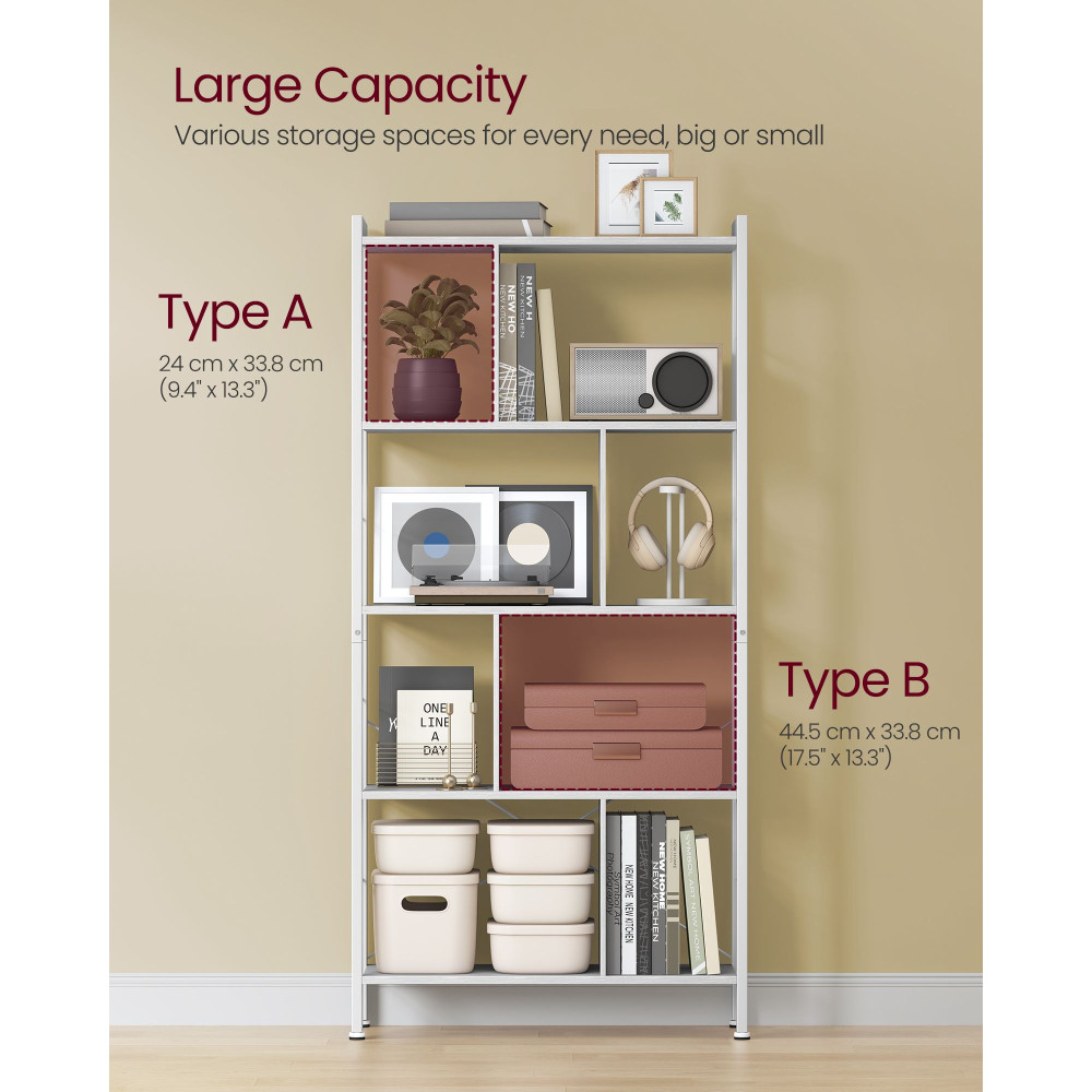 Produktbild för 5-tier Standing Bookshelf Maple White And Cloud White 74x30x155cm