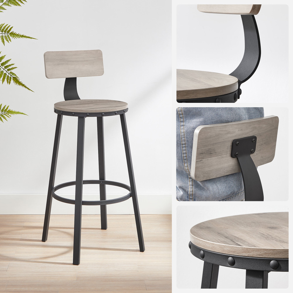 Produktbild för Bar Stool Black, Light Ivory 50x50x63cm