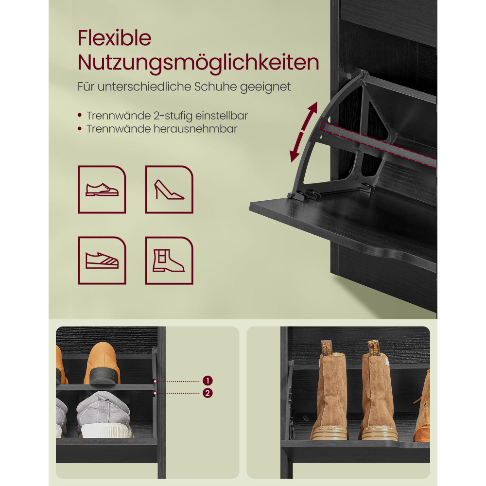 Produktbild för Shoe Storage Black 60x24x139cm