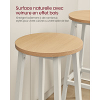 Produktbild för Bar Stools Set Of 2 Metal Frame Height 74 cm Gold Oak And White Yellow 32x32x74cm
