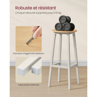 Produktbild för Bar Stools Set Of 2 Metal Frame Height 74 cm Gold Oak And White Yellow 32x32x74cm