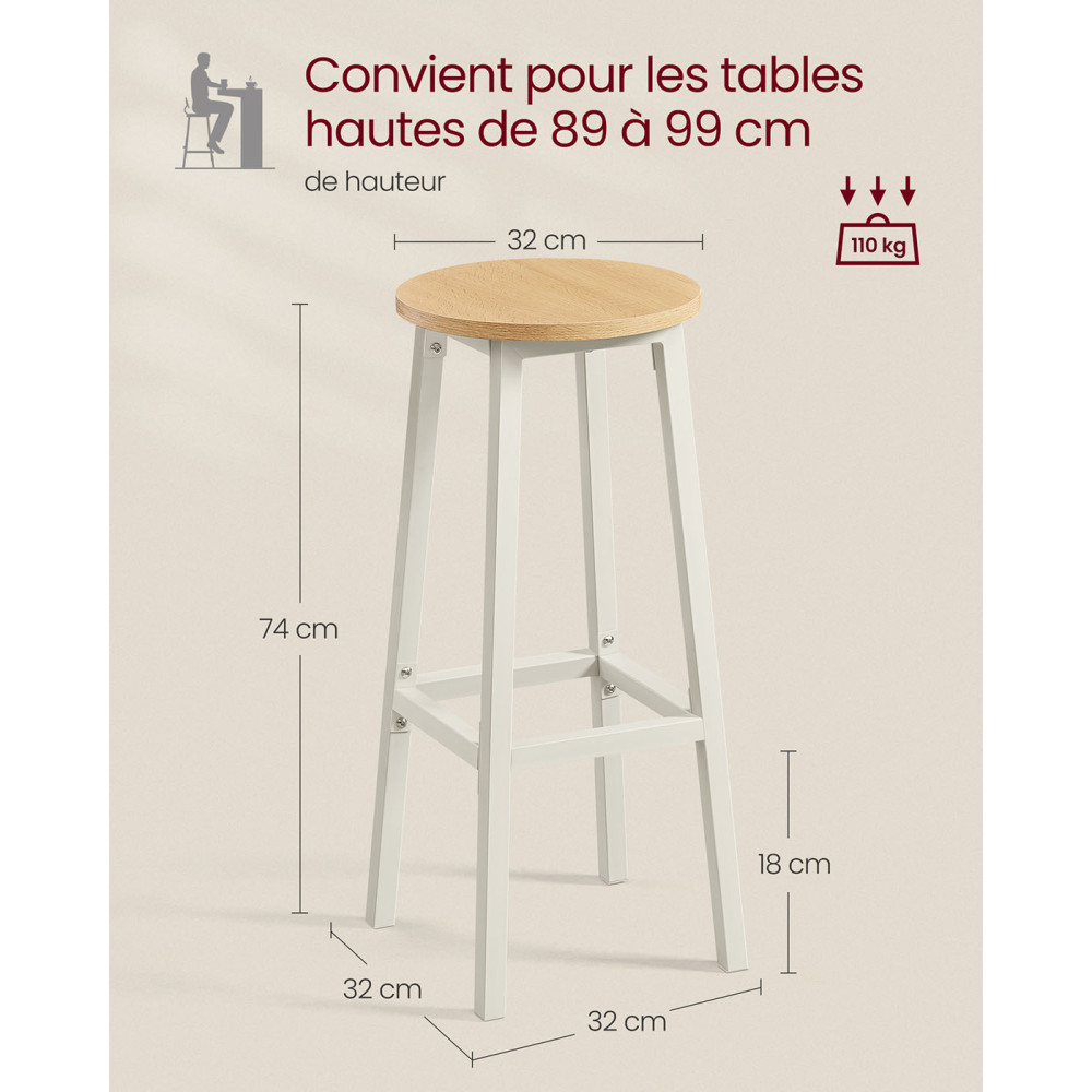 Produktbild för Bar Stools Set Of 2 Metal Frame Height 74 cm Gold Oak And White Yellow 32x32x74cm